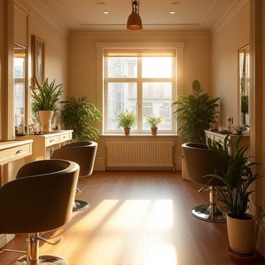 Interior of The Cape Hair Studio in London showing welcoming, sunlit salon space